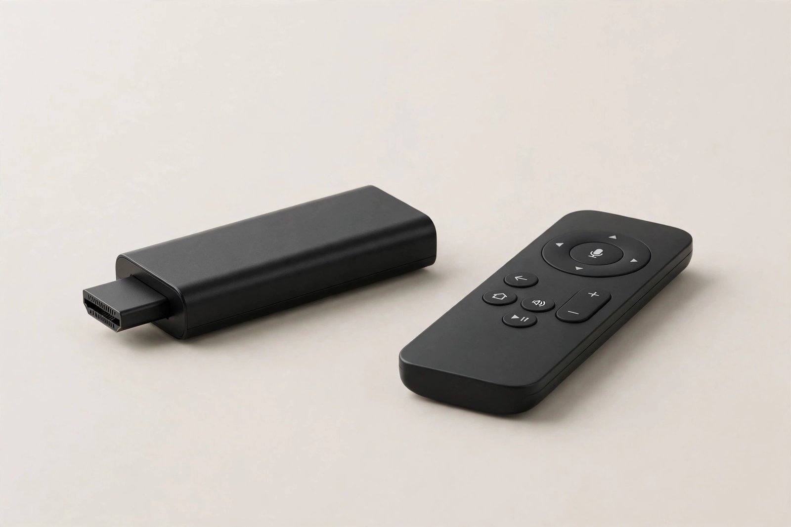 Roku Streaming Stick 4K black streaming stick with voice remote, studio product shot